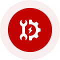 Red icon with wrench and gear symbol.