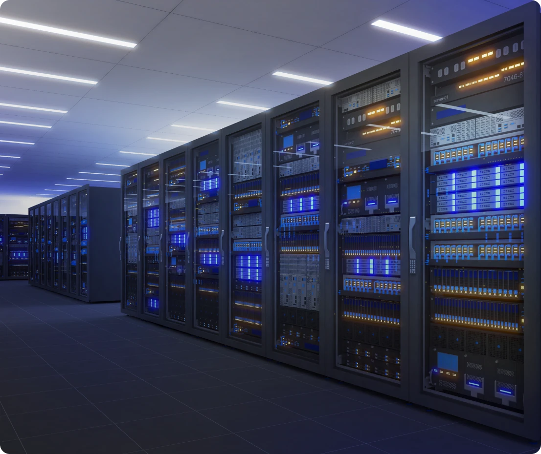 Modern data center server racks